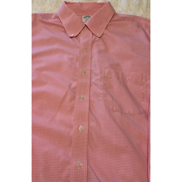 Brooks Brothers Regent Polo Button-Down Shirt Pink Cotton Men Size 17 1/2 (READ) - Picture 9 of 16